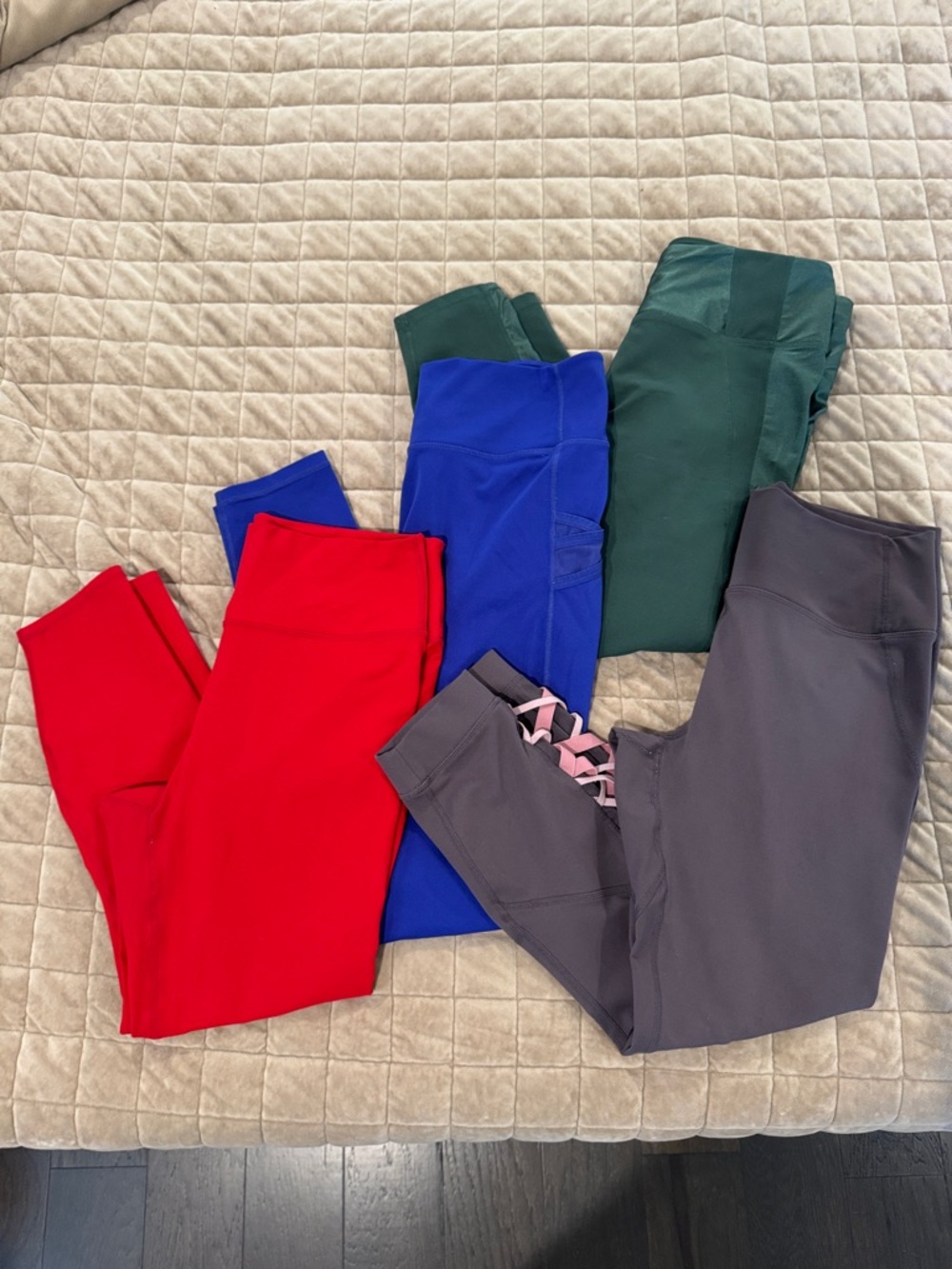 Fabletics Colorful Active Leggings - Red, Blue, Green, Gray